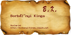 Borbényi Kinga névjegykártya