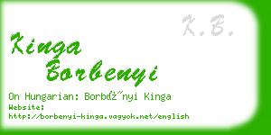 kinga borbenyi business card